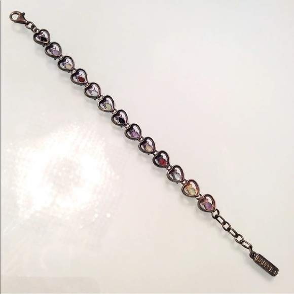 BADAVICI Natural Multi Gemstones Sterling Silver Heart Link Tennis Brace… - Picture 5 of 7